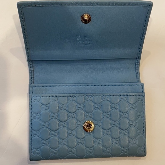 Gucci Light blue leather Micro guccisimma card wallet - Picture 4 of 6